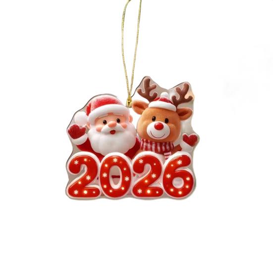 Christmas Ornament Snowman Santa Claus Deer Design Car Rear View Pendant