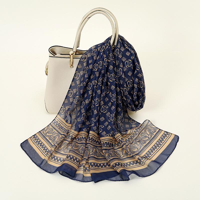 Новые шифоновые шарфы в индийском стиле, женские, дышащие, тонкие, из имитации шелка, женский платок и накидки, женский хиджаб с принтом, шаль