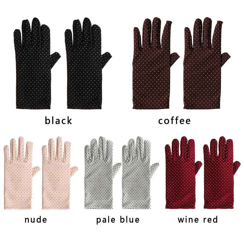 Soft Lady Girl Women's Gloves Full Finger Mittens Wrist Gloves & Mittens Sun Protection Dot Gloves