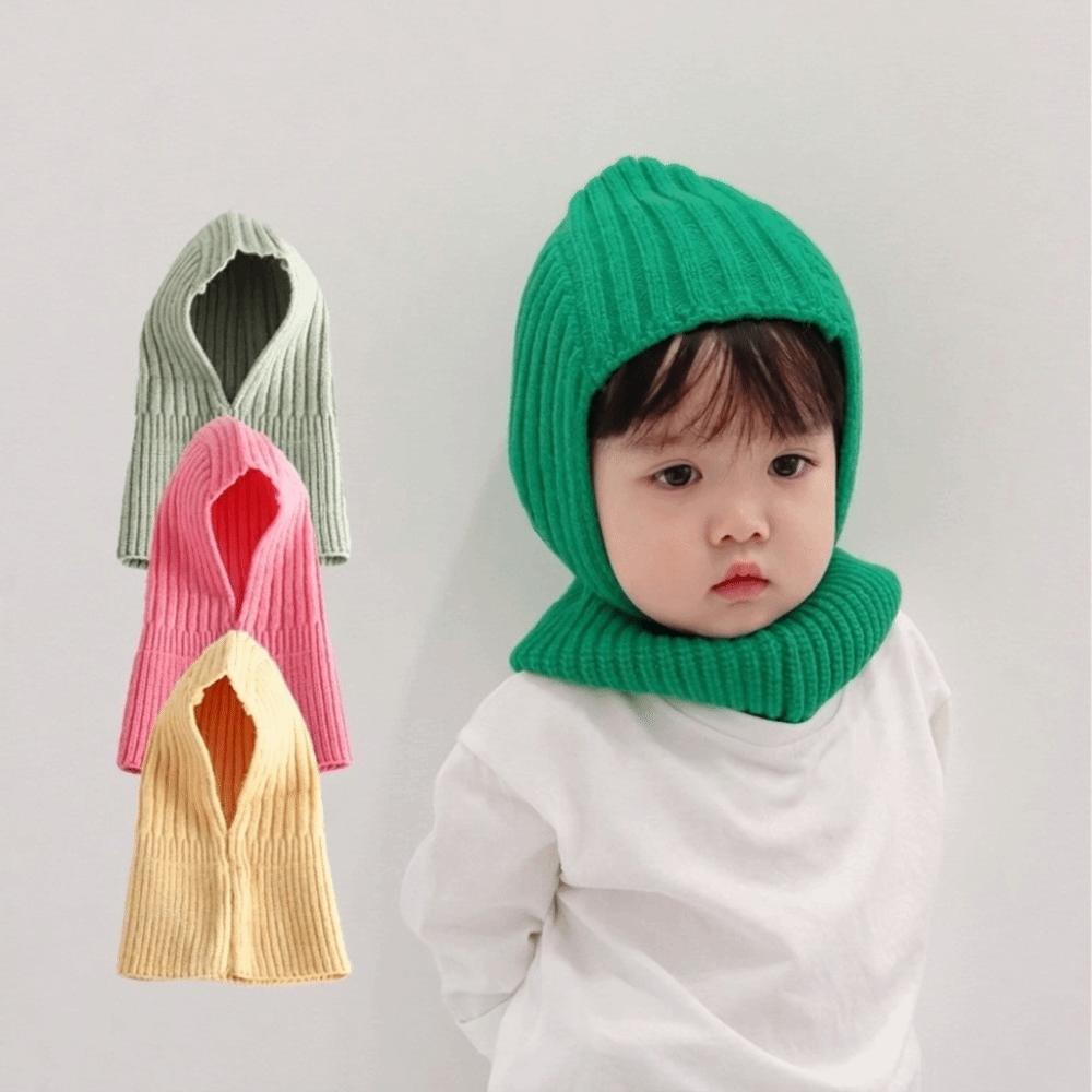 Plush Scarf Integrated Hat Wool Kids Balaclava Hat Simple Children Hooded Hat Outdoor