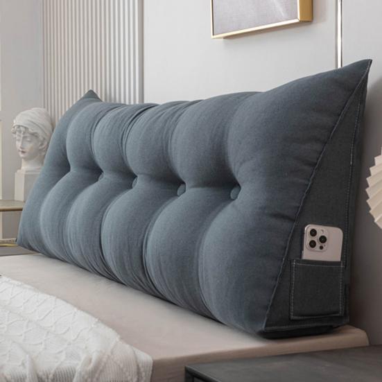 Подушка для изголовья с боковым карманом Льняная Треугольная Подушка-клин для изголовья Подушка-валик для кровати для поддержки плеч, спины, поясницы Общежитие Дом Спальня