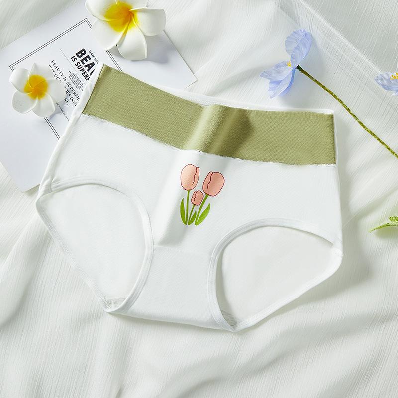 High Waisted Pure Cotton Cute Underwear Printed Japanese Women's Tight and Breathable Briefs