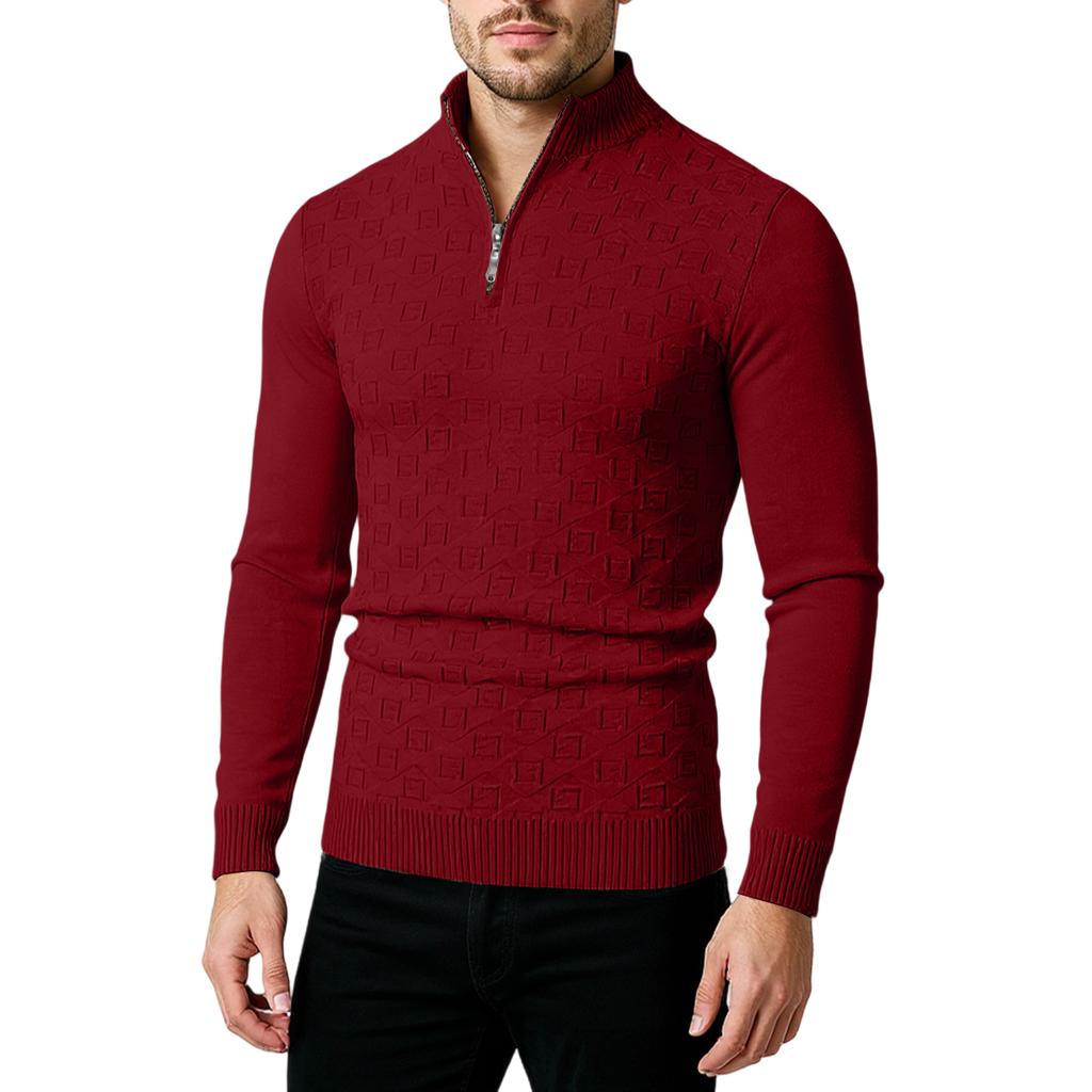 Men  Trend  Leisure  Half Zipper  Standing Collar  Knitted Sweater  Sweater