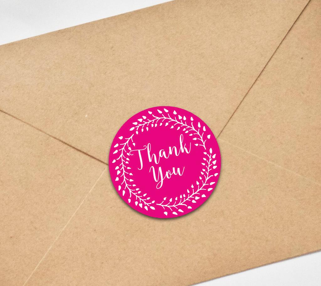 Darling Souvenir Round 1.6 Inches Black Vines Border Thank You Stickers Non Customized Gift-45