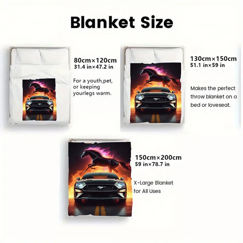 Mustang 2D Flat Pattern Flannel Blanket High quality All Seasons Warmth and Comfort Perfect for Christmas Gifts.MMT0918469