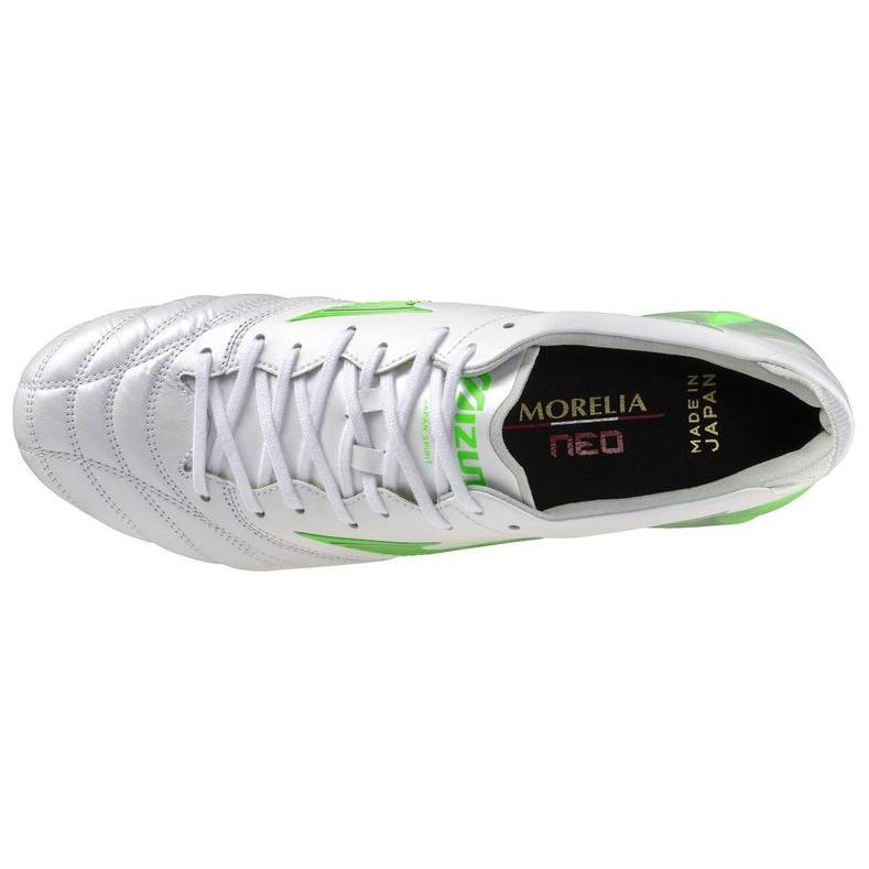 Mizuno Morelia Neo 4 Japan Удобные Нескользящие Прочные Футбольные Бутсы Унисекс Футбольные Бутсы Бело-Зеленые P1GA253037