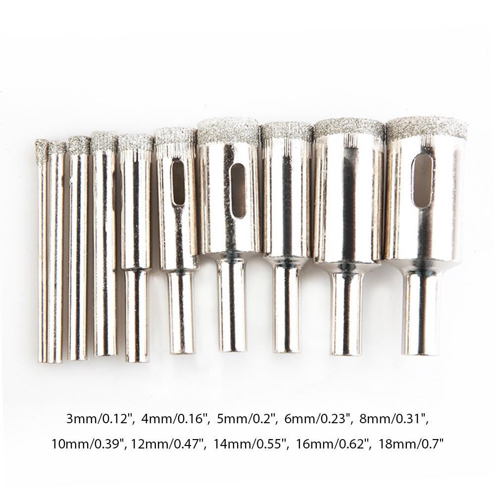 Набор алмазных сверл, 10 шт., кольцевая пила 3-18 мм для алмазного покрытия, углеродистая сталь, стеклокерамика