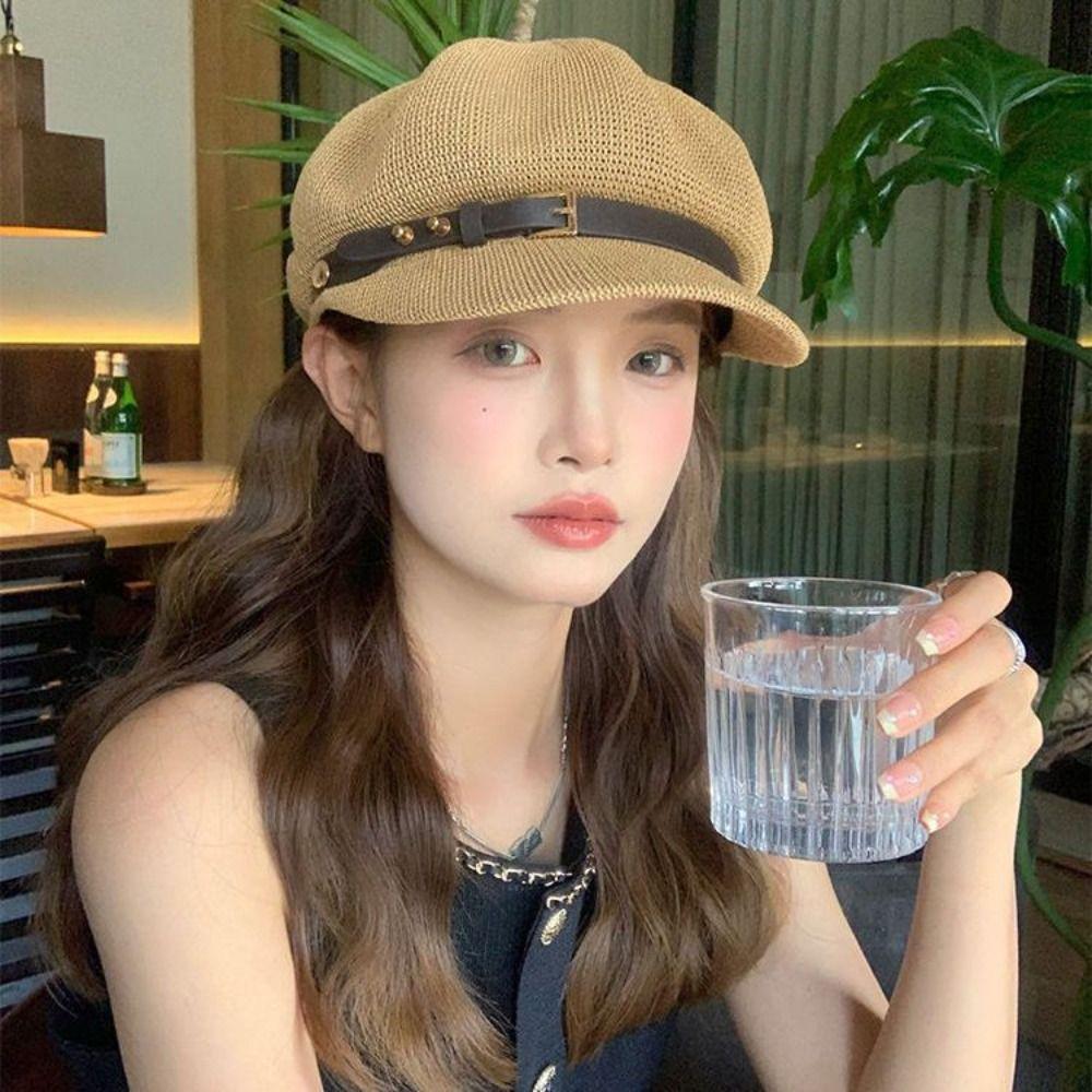 Summer Breathable Women's Beret Knitted Thin Painter Hat Hollow Mesh Female Baseball Cap Beach