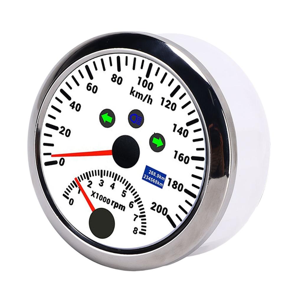 85mm 200km H GPS Speedometer 0‑8000rpm Tachometer Gauge LCD Red Backlight Waterproof for 12V 24V Car Boat Yacht RV