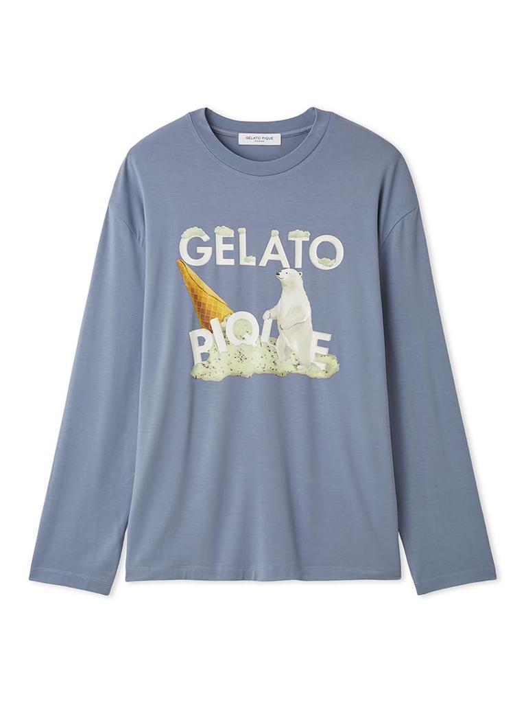 Rayon Gelato Bear Print Long PMCT255952NVYL [HOMME] T-shirt