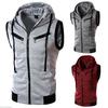 Men Waistcoats Sleeveless Hoodies Winter Warm Hooded Sweatshirt Casual Zipper Sweater