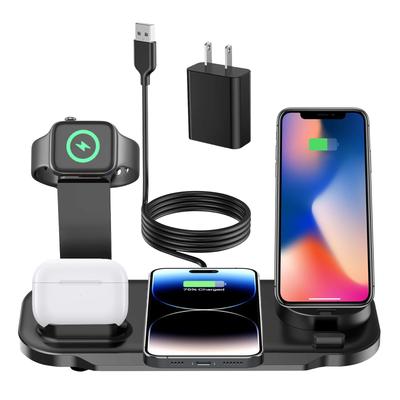 Многофункциональная беспроводная зарядная станция-подставка для Samsung iPhone 16 15 14 13 Pro Max iWatch AirPods Быстрая зарядка Держатель для телефона