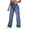 Women's High Waist Washed Women's Jeans Fashionable Versatile Straight Leg Pants