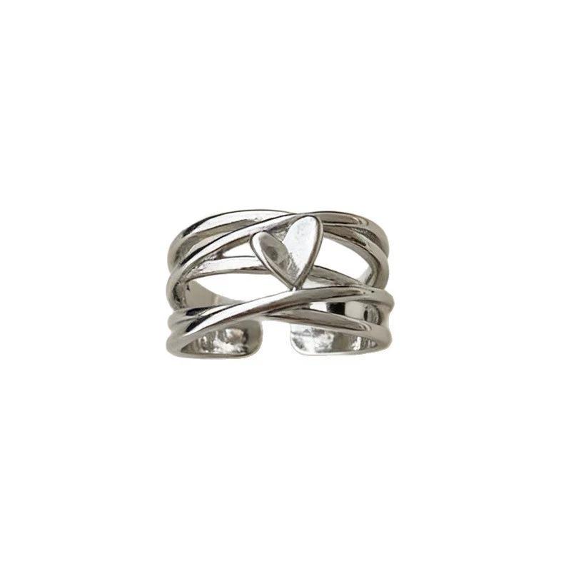 Retro Multi-layer Heart Ring for Women - Unique, Openable, Hip Hop Style, Perfect for Index Finger