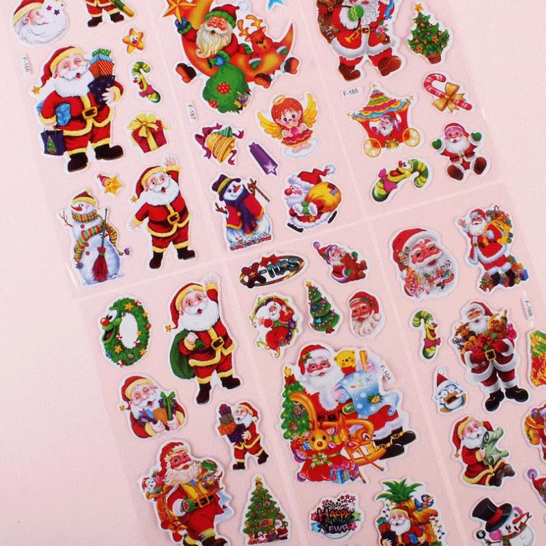 5 шт. Рождественский подарок Счастливого Рождества 3D наклейка-пузырь Мультяшный Санта-Клаус Колокольчик Пухлые наклейки Новый год Рождество Липкий декор для ребенка