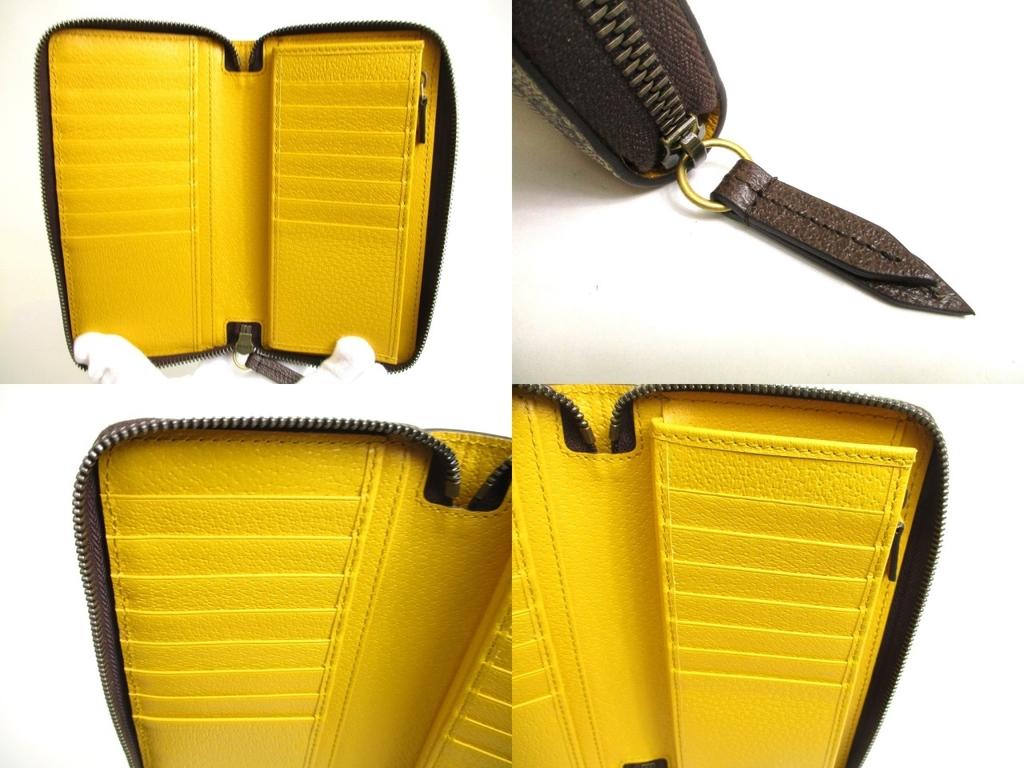 Authentic GUCCI Neo Vintage GG Supreme Canvas Yellow Leather Round Zip Long Wallet #a593  Open box