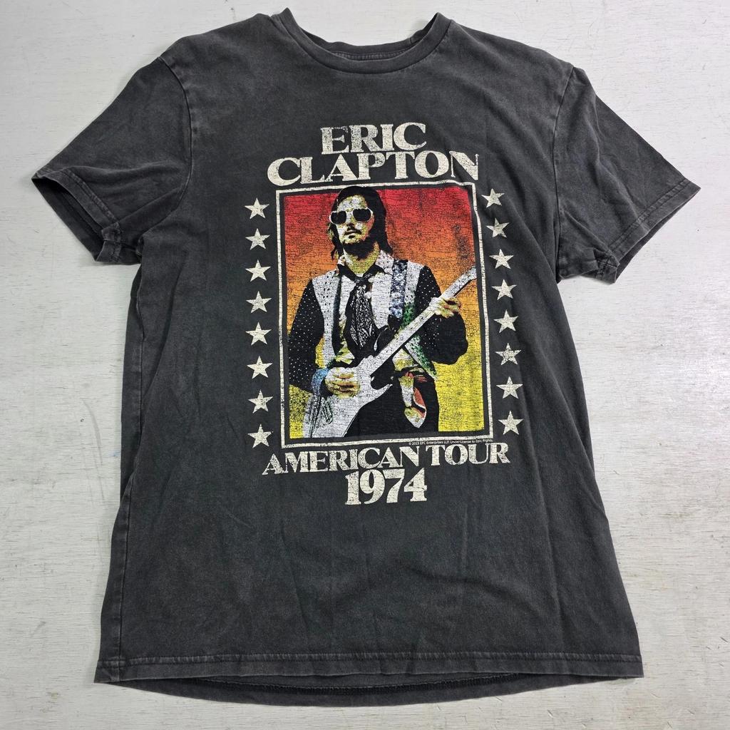 New American Tour 1974 Eric Clapton TShirt Black Cotton All Size NZ316