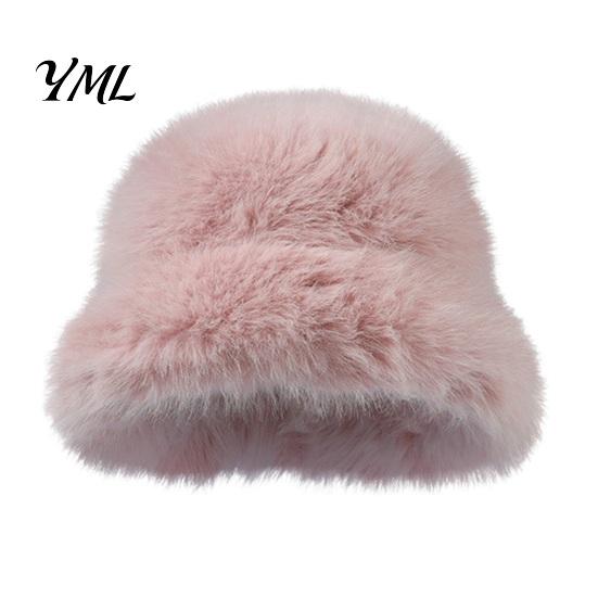 Stylish Winter Accessory Faux Fur Bucket Hat for Women, Fuzzy Warm Fisherman Cap, Soft Plush Fluffy Cold Weather Ear Protection Hiking