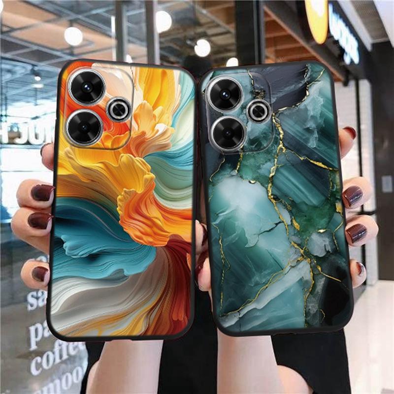 Мраморный узорчатый мягкий силиконовый чехол для Samsung A55 A35 M35 S24 Ultra Xiaomi Redmi Note 13 Poco C65 iPhone 15 камера противоударный защитный бампер чехол