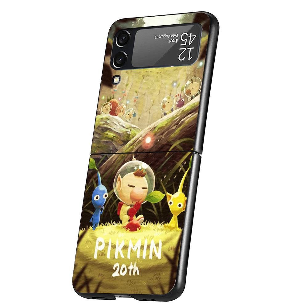 Game P-PikminS 4 Cover Phone Case For Samsung Galaxy Z Flip 7 6 5 4 3 5G Flip7 Flip6 Flip5 Flip4 Flip3 Black Fundas Shell