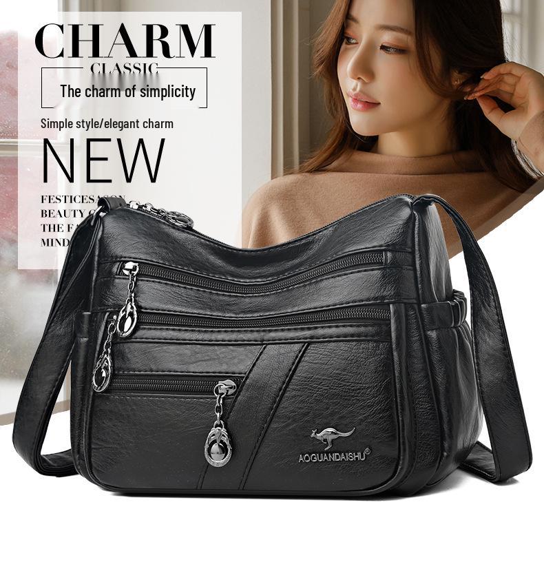 2025 Сумка из мягкой кожи для женщин - Стильная, простая сумка кроссбоди и на плечо для женщин среднего возраста