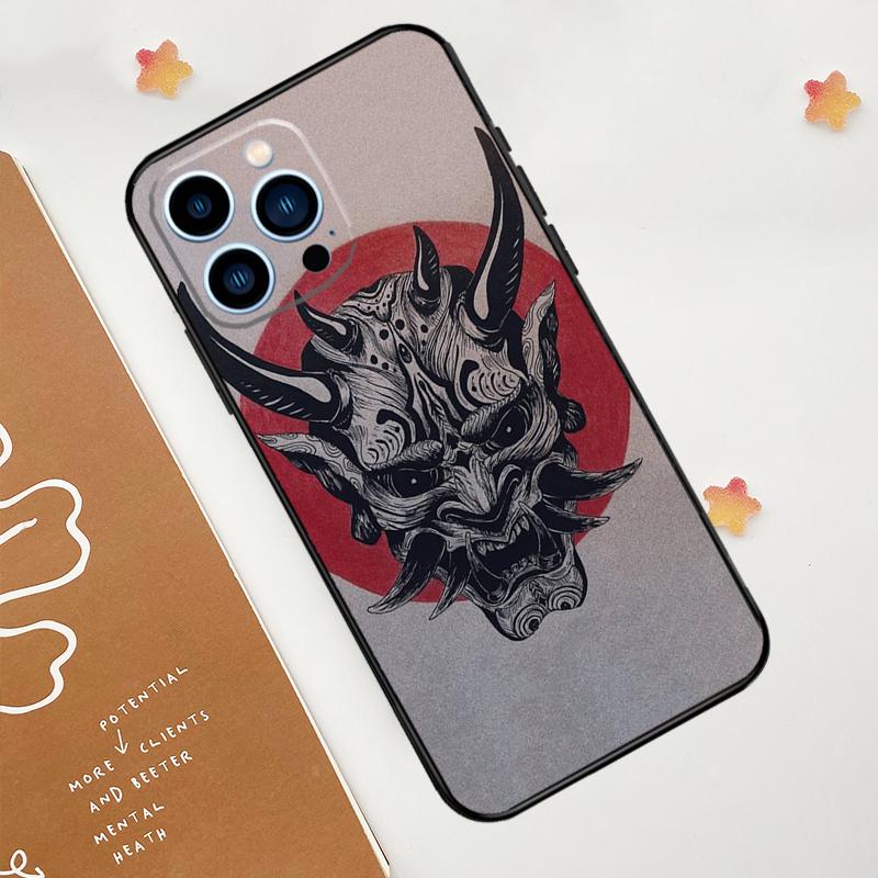 Японский чехол Oni Hannya Demon Mask для iPhone 11 12 13 14 15 16 Pro Max 15 16 Plus 13 12 Mini X XS XR