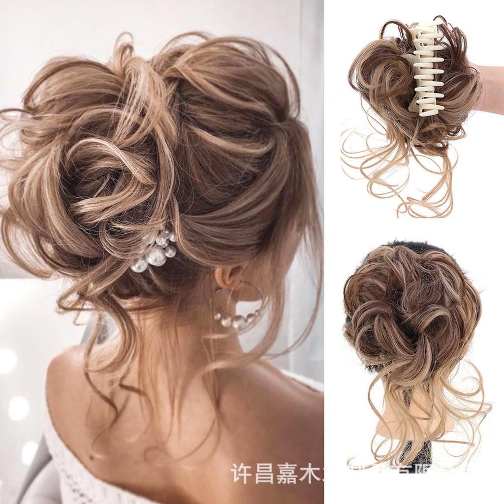 Эластичный пушистый небрежный пучок-повязка на голову