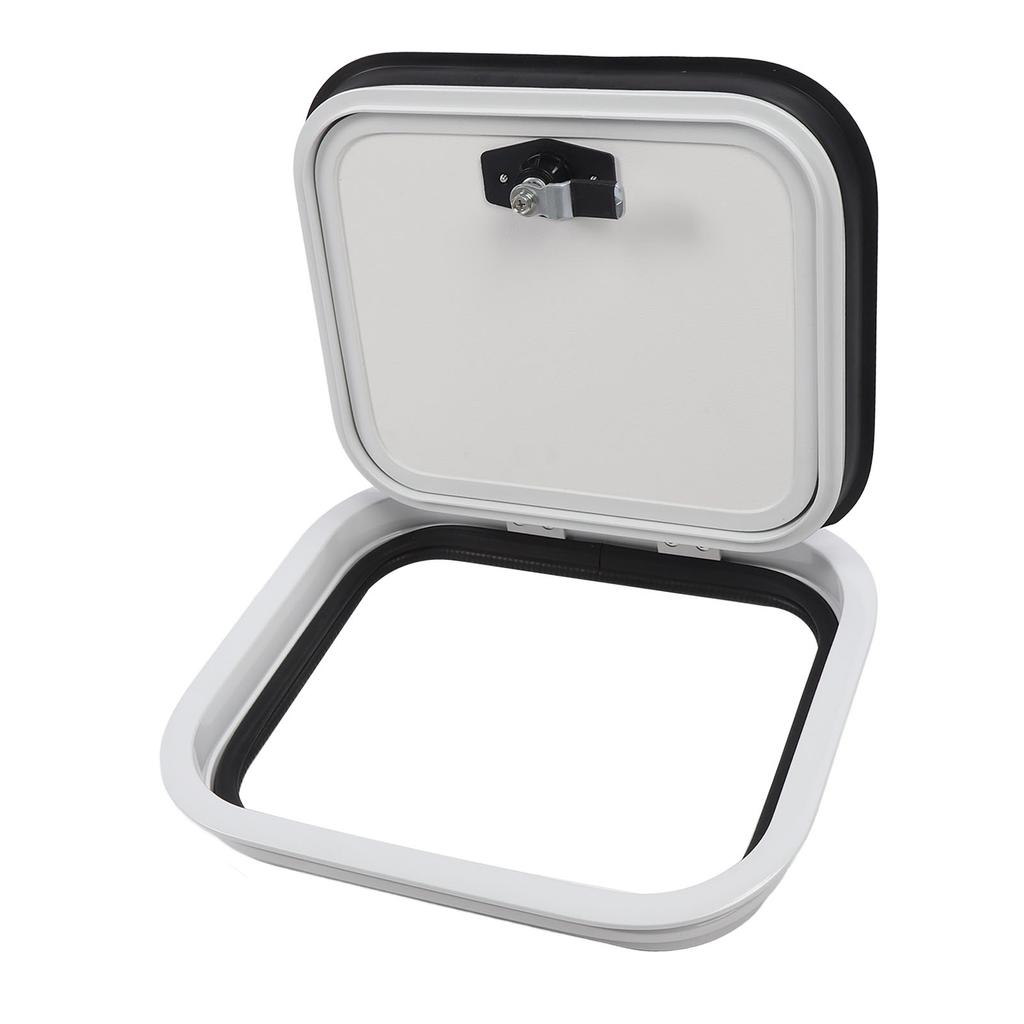 RV Storage Hatch Door with Lock 13.66x11.61 Inch Surface Mount Aluminum Alloy Square RV Baggage Door for Motor Home