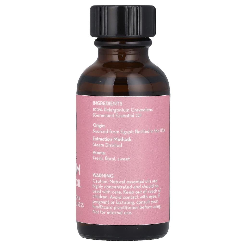 100% Pure Essential Oil, Geranium, 30 Ml (1 Fl Oz)