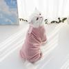 Cute Flannel Plushie Dog Hoodie Soft Warm 4 Feet Dog Overalls Strips Pattern Solid Color Cat Jumpsuit For Chihuahua
