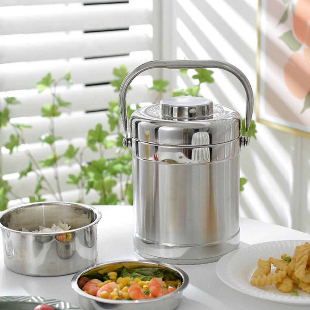 Stainless Steel Thermos Lunch Box 1.3/1.9L Insulated LunchBox Portable Thermal Food Jar  Camping