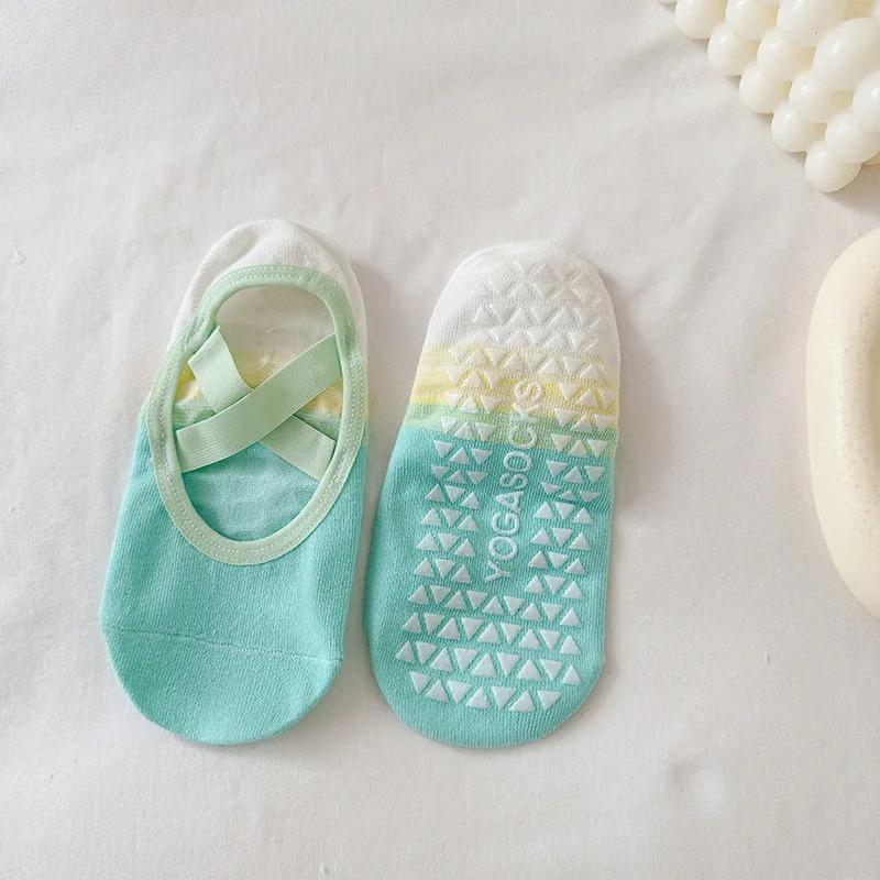 Градиентные носки для йоги с эффектом тай-дай женские летние противоскользящие профессиональные носки для пилатеса для занятий в помещении танцами фитнесом спортивные носки женские