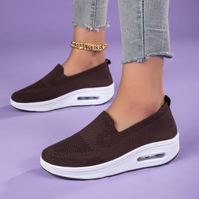 Большой размер 35-44 комплекта обуви для ног, одна педаль, толстая подошва с воздушной подушкой для увеличения роста, обувь-качалка, летящая трикотажная сетка, дышащая повседневная женская