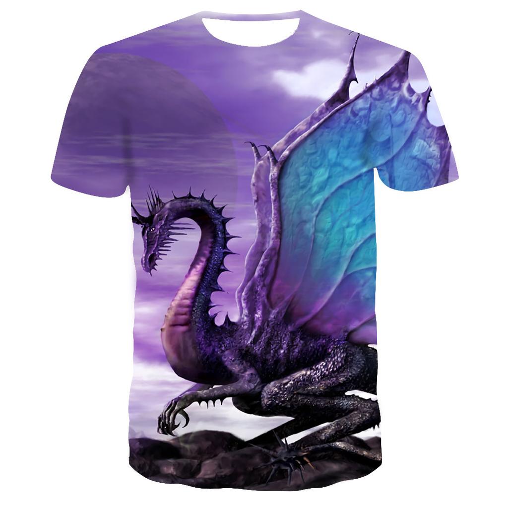 Round Neck Short Sleeve Streetwear Fly Dragon 3D T-shirt Men Women Printed Top Casual Couples Punk T Shirts