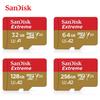 SanDisk Memory Card Extreme microSDXC Card 256GB 128GB 512GB 64GB 32GB Read Speed 100MB/s TF Card U3 UHS-I 4K UHD Micro SD Card For Phone Camera GoPro