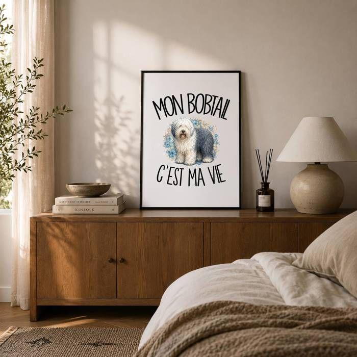 Poster Mon Bobtail c'est ma vie | Affiche Papier Photo 310 g Finition Perlée Format Taille A2 | Décoration Murale Salon Chambre