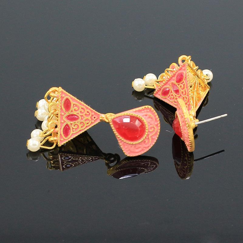 Exaggerated Diamond-encrusted Pearl Pendant Earrings Wind Earrings Retro Bohemian Style Eid Al-Fitr Lasser Bairam