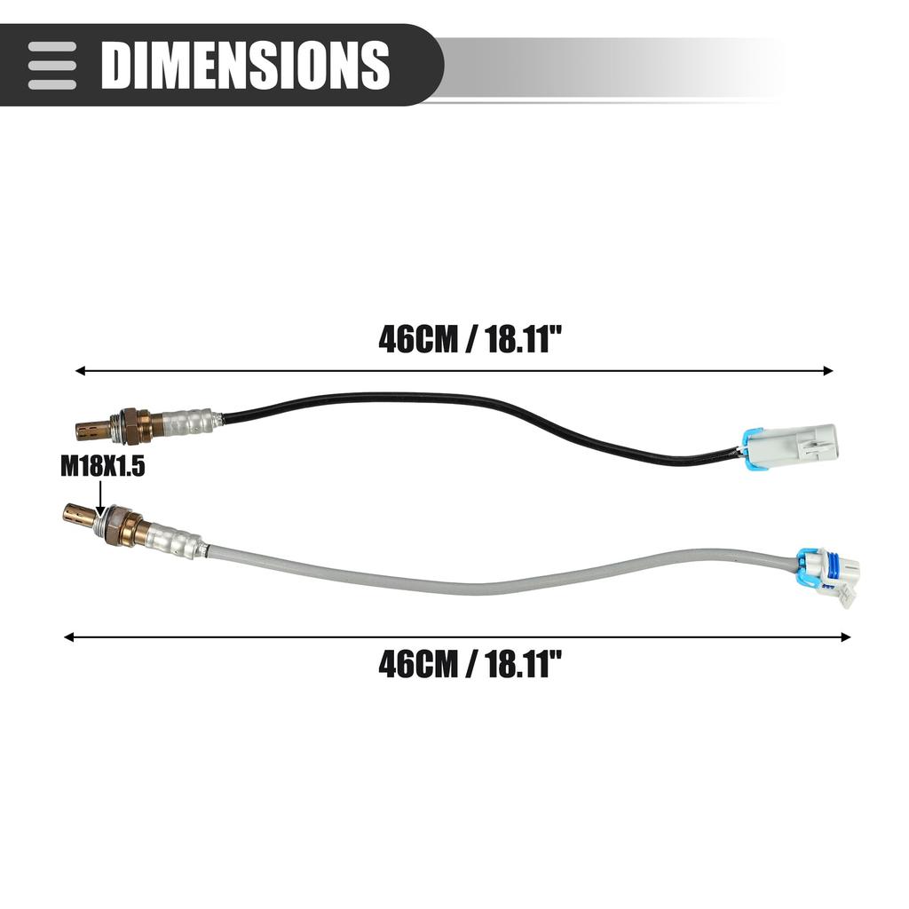 Motoforti Oxygen Sensor, O2 Oxygen Sensor, Cadillac Compatible Escalade 2008-2014, Metal, No.12609457/12573167, Black Gray Silver Tone, Set of 4