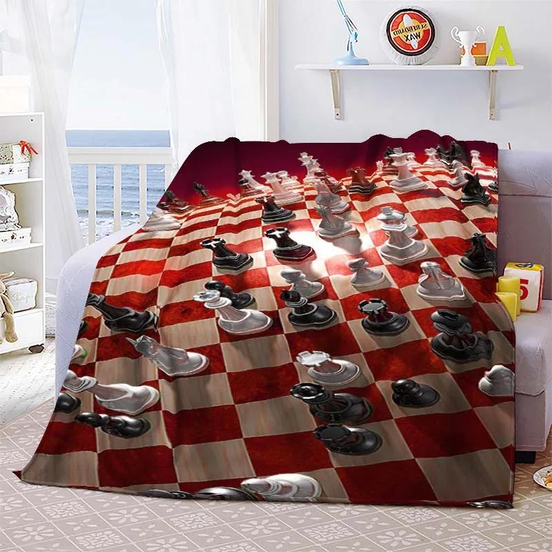 Chess Printed Soft Flannel Throw Blanket International Chess Beds Hiking Picnic Sofa Couch Cover Fashion Bedspread Blanket Gifts