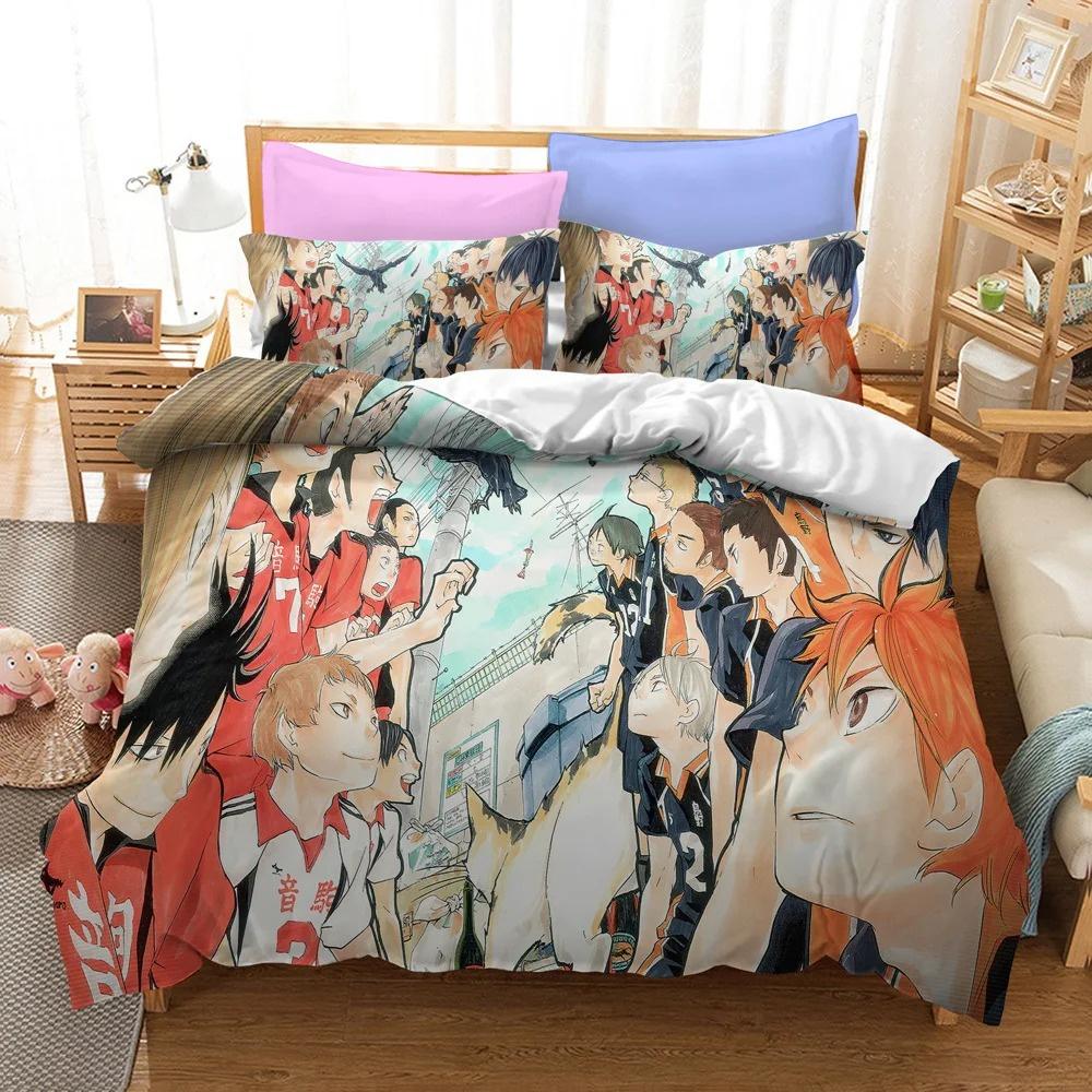 3D Print Haikyuu!! Bedding Set Soft Comforter Cover With 1/2pcs Pillow Shams For Kids Adults Microfiber Quilt Cover