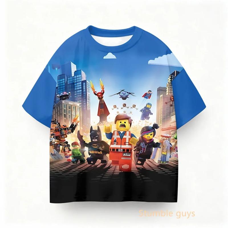 Летняя детская футболка с мультяшным принтом Roblox Игры Одежда для мальчиков Девочек Аниме Топы