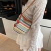 Colorful Beach Colorful Straw Small Bag Women's 2025 Summer New Shoulder Armpit Bag Fashionable Woven Bucket Bag