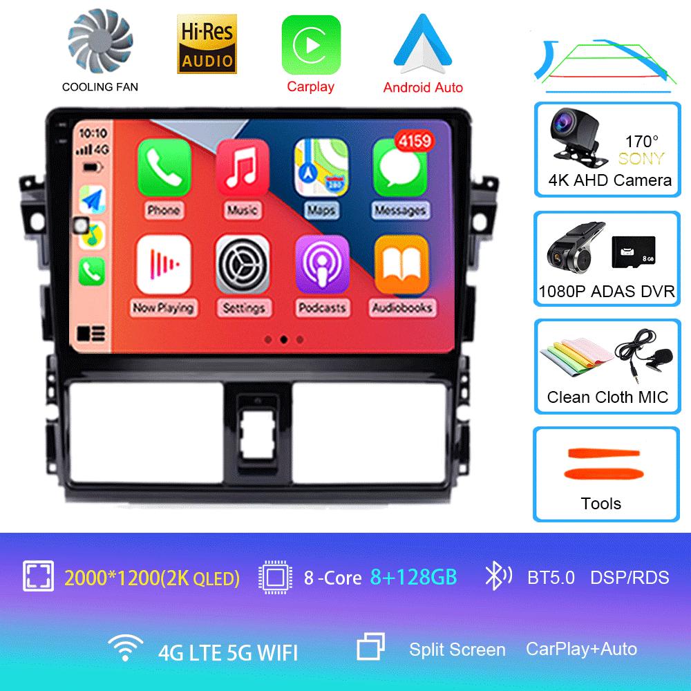 Android 14 для TOYOTA VIOS YARIS 2013 2014 2015 2016 Мультимедийный видеоплеер Автомобильный радиоприемник GPS-навигация БЕЗ DVD 2 Din Carplay Новый