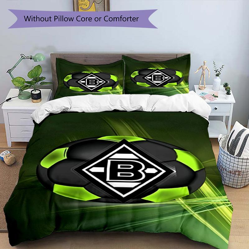 3pcs Duvet Cover Set (1*Duvet Cover + 2*Pillowcase, Without Core), Borussia Monchengladbach Print Bedding Set, Bedroom Decor, All‑Season, Birthday Gif