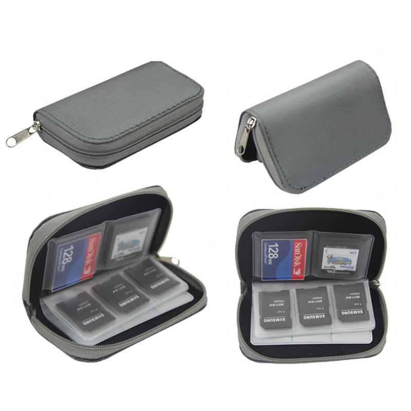 Micro SD Card Case Protector Holder Wallet Black CF/XD/SDHC/MS Memory Card Storage Bag Nylon Carrying Zipper Pouch Case 22 Slots