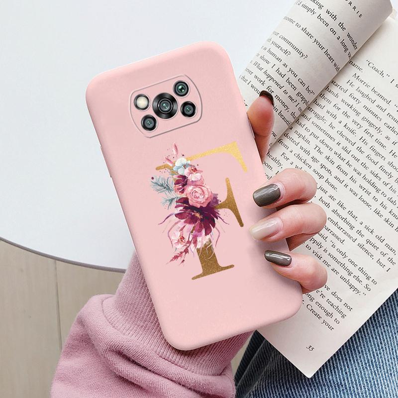 Чехол-буклет для Poco X3 NFC PocoX3 Pro Задняя крышка Ретро Цветы Розовый Черный Мягкий ТПУ Чехол с инициалами Для Xiaomi Poco X 3 Pro