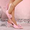 2025 Новая обувь для женщин Эластичная лента Женские туфли-лодочки Летние босоножки на шпильке Вечерние сандалии Женские Сексуальные с бантом-бабочкой Высокие каблуки