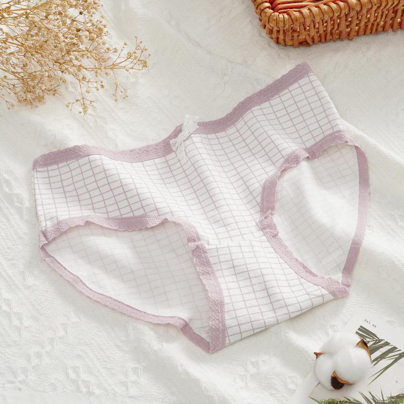 Женские хлопковые трусы со средней посадкой «Таро Пурпурное сердце» из японского таро — дышащие, большого размера для девочек и студентов