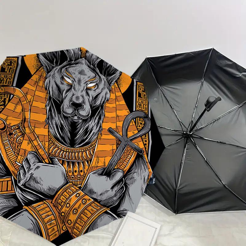 1pc Ancient Egyptian God Anubis Umbrella with Plastic Handle,Suitable for All Seasons Home Travel Outdoor UmbrellaDD368