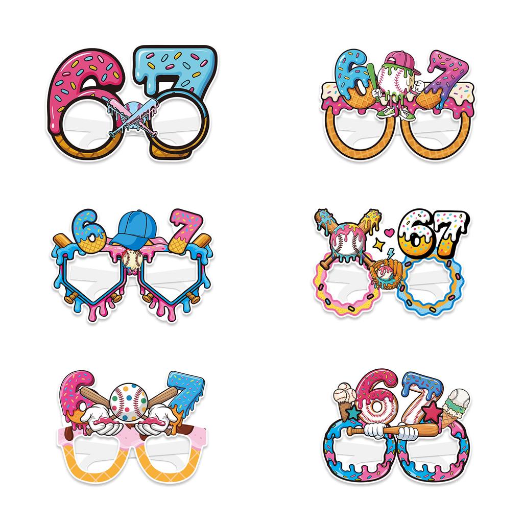 Happy 67 Six Seven Themed Party Decorations, Blue Pink 67 Themed Party  Decorations Set Includes Banner,Cupcake Toppers, Ballon